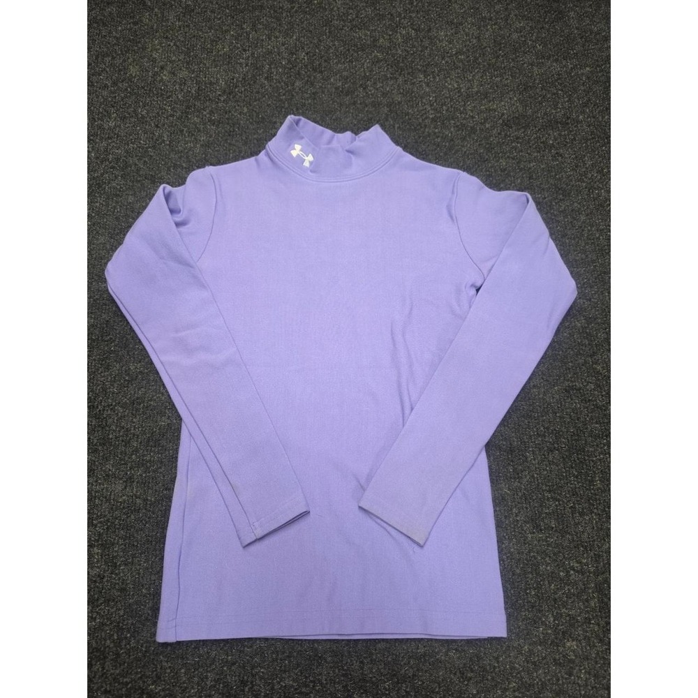 Under Armour ColdGear Girls YMD Purple Mock Neck Long Sleeve Compression Shirt